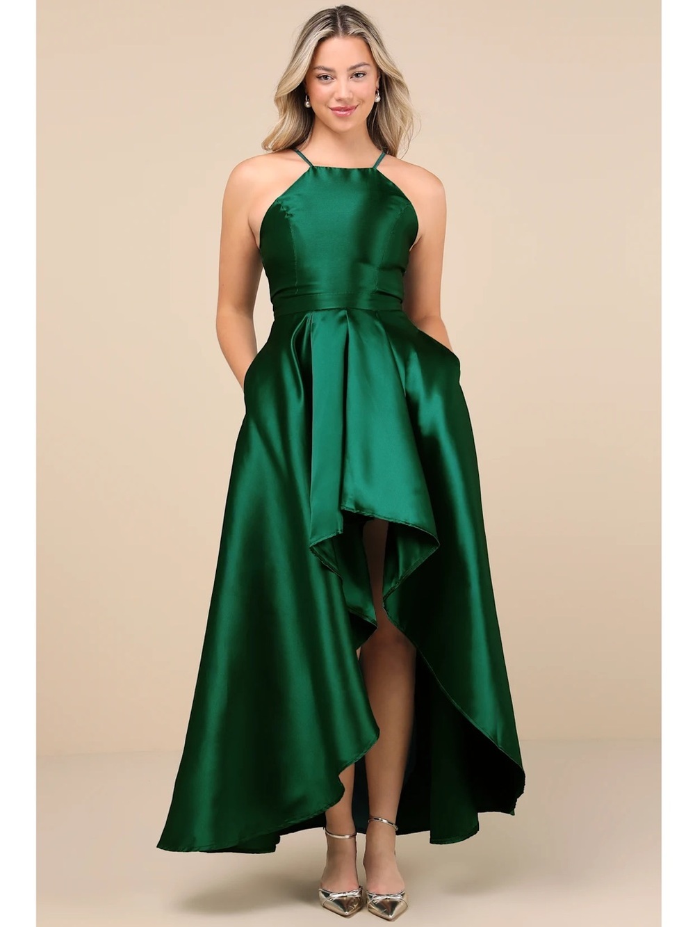 NWT Lulu’s Broadway Show Emerald Green High-Low Maxi Gown Dress M & XL 882102 - Picture 8 of 15